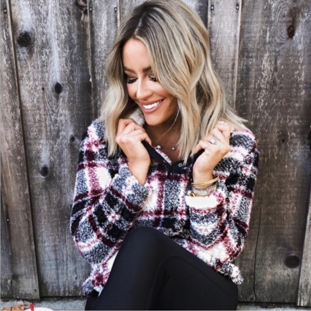 Peyton Jensen Plaid Sherpa Women’s Pullover
